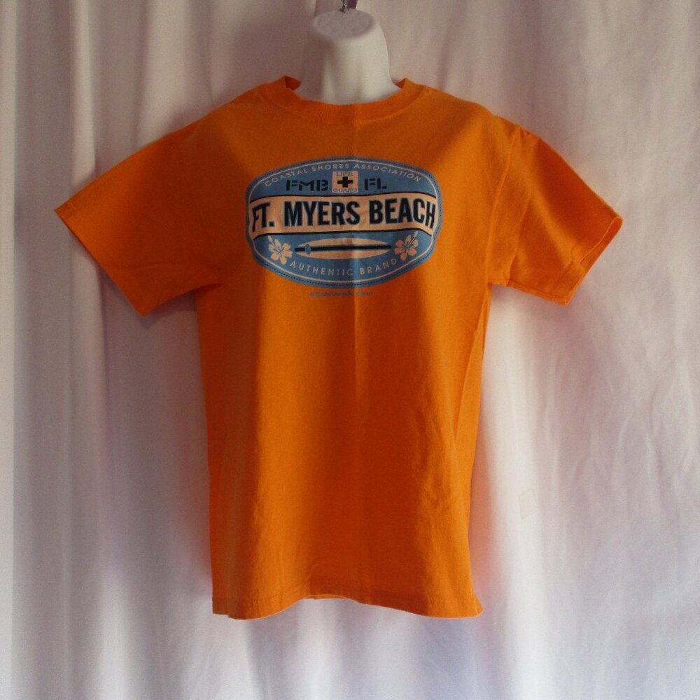 Vintage FT. MYERERS BEACH T Shirt Size Petite Orange U.S.A.